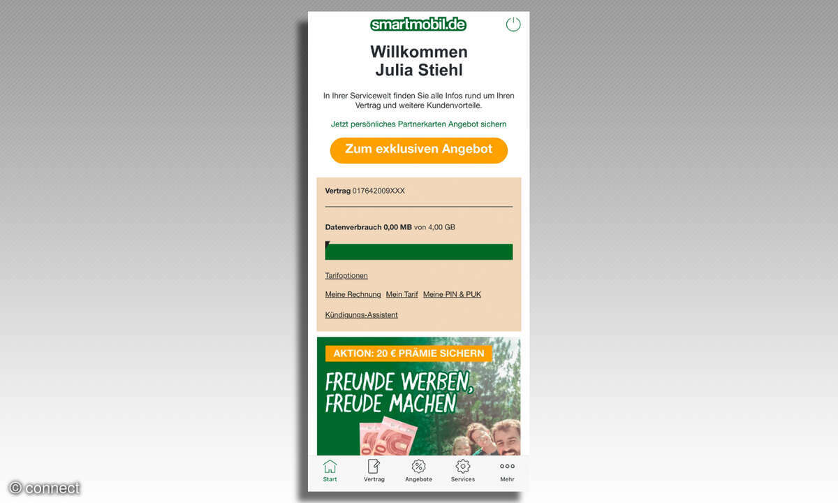 Smartmobil.de Startbildschirm