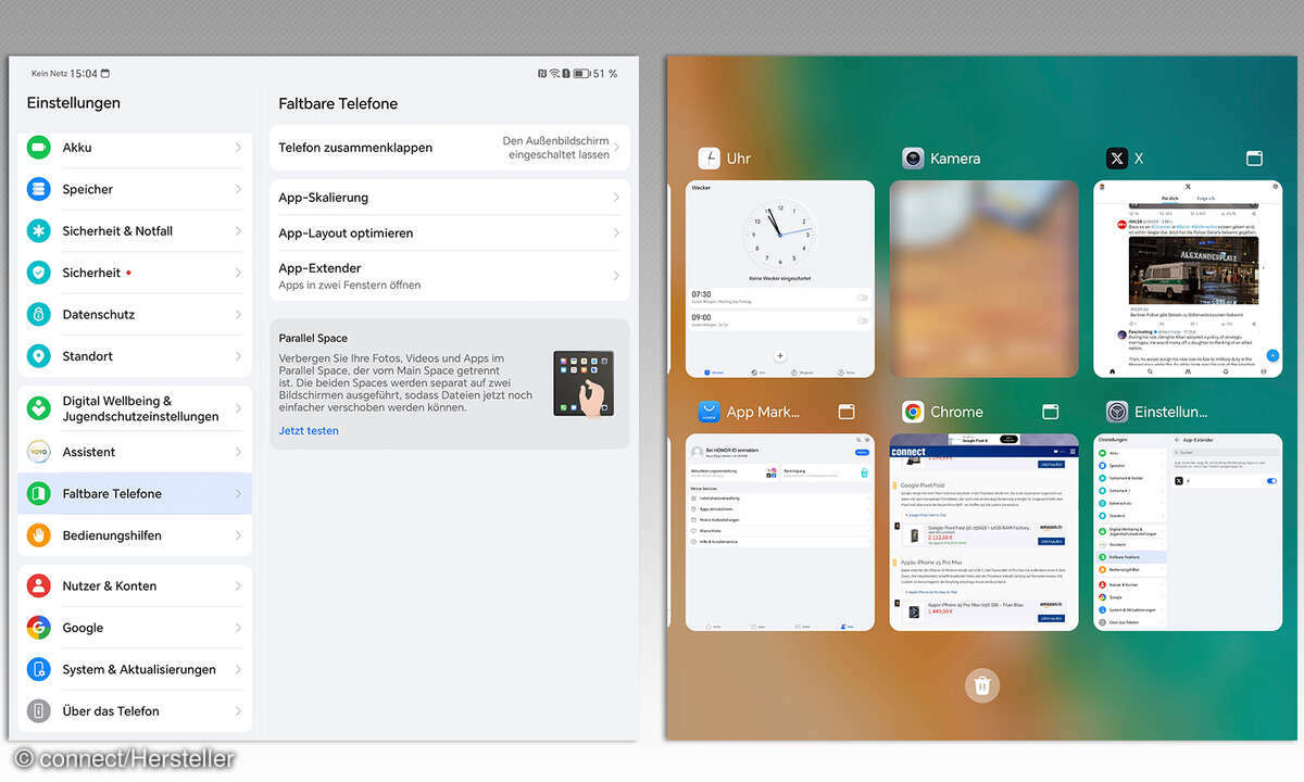 Honor Magic V2 Screenshots Einstellungen faltbare Telefone
