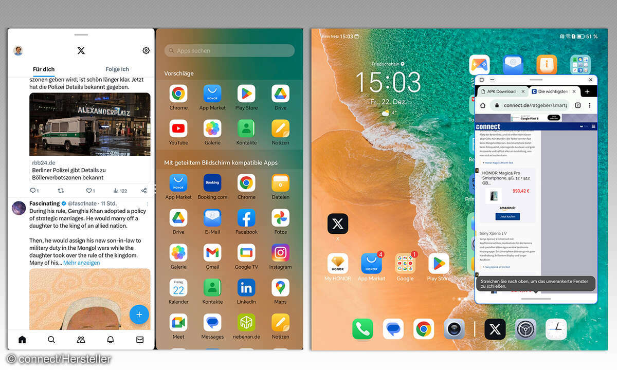 Honor Magic V2 Screenshots Multitasking allgemein