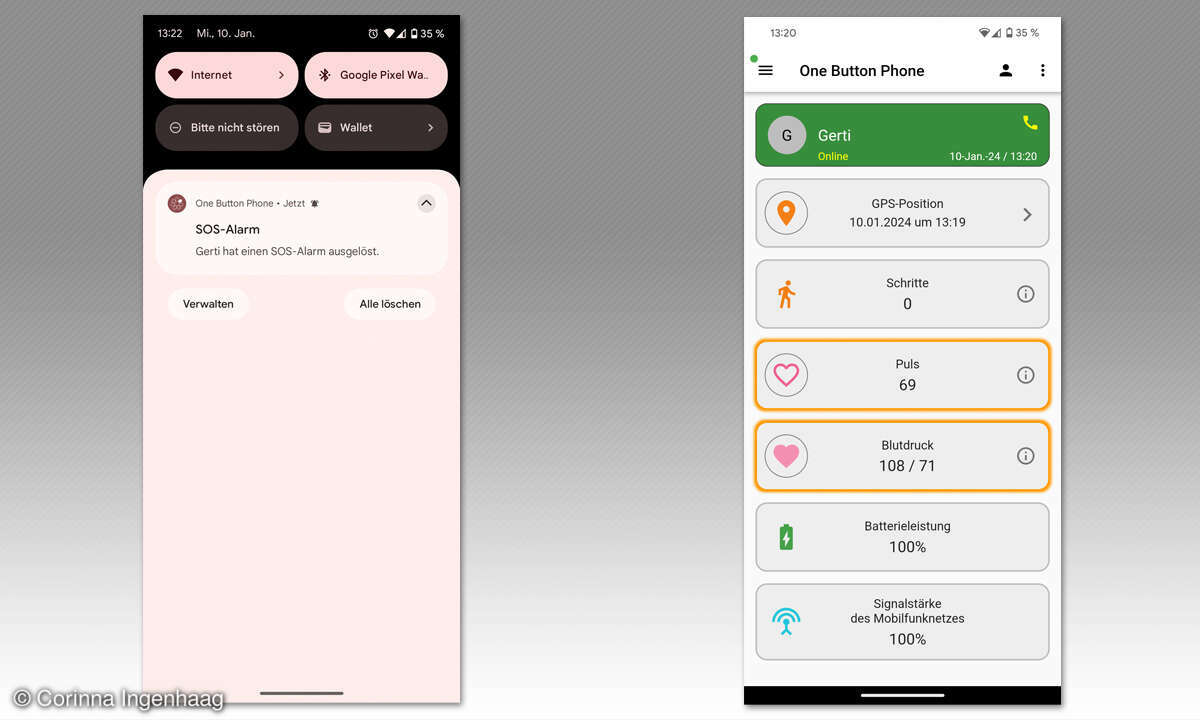 One Button Phone im Check: Screenshots