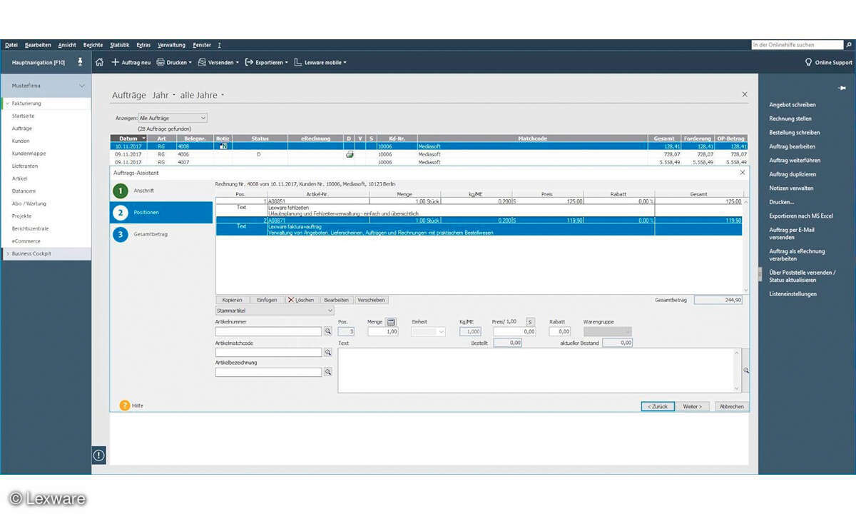 Online_Lexware-faktura-auftrag_Screenshot_Auftragsassistent