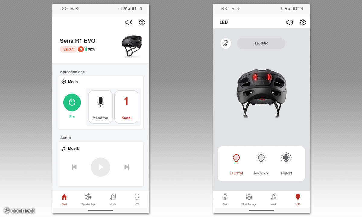 Sena R1 EVO im Test: App Screenshots
