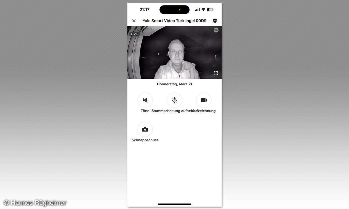 Yale Smart Video Doorbell im Test: App Screenshot