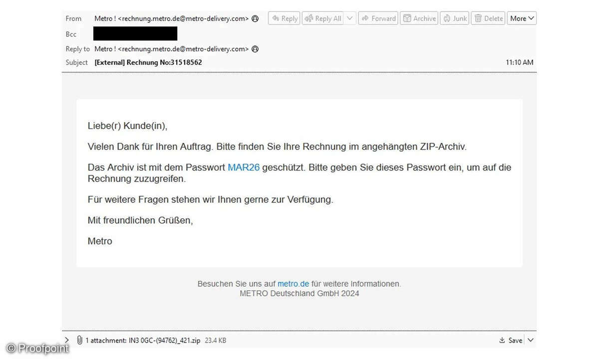 So sieht die angebliche Metro-Mail aus.