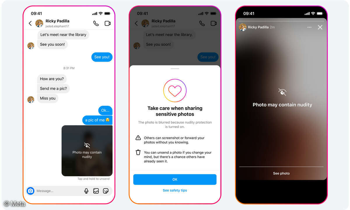 Instagram Nudity Filter in Direkt-Nachrichten persönlichen Nachrichten