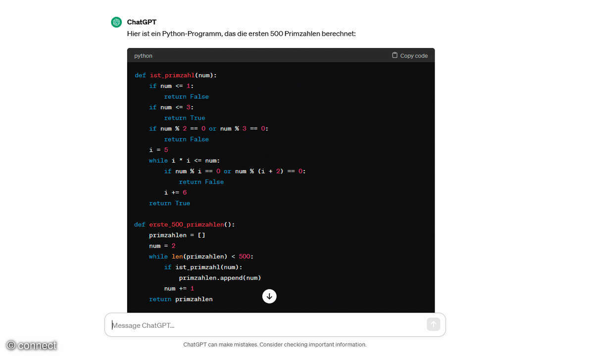 KI-Duell: chatGPT vs Gemini - Screenshot Programmcode