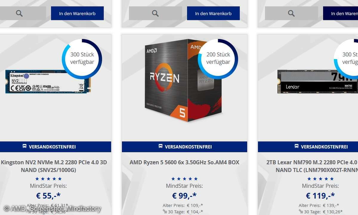 Der Ryzen 5 5600 ist erstmals für unter 100 Euro verfügbar.