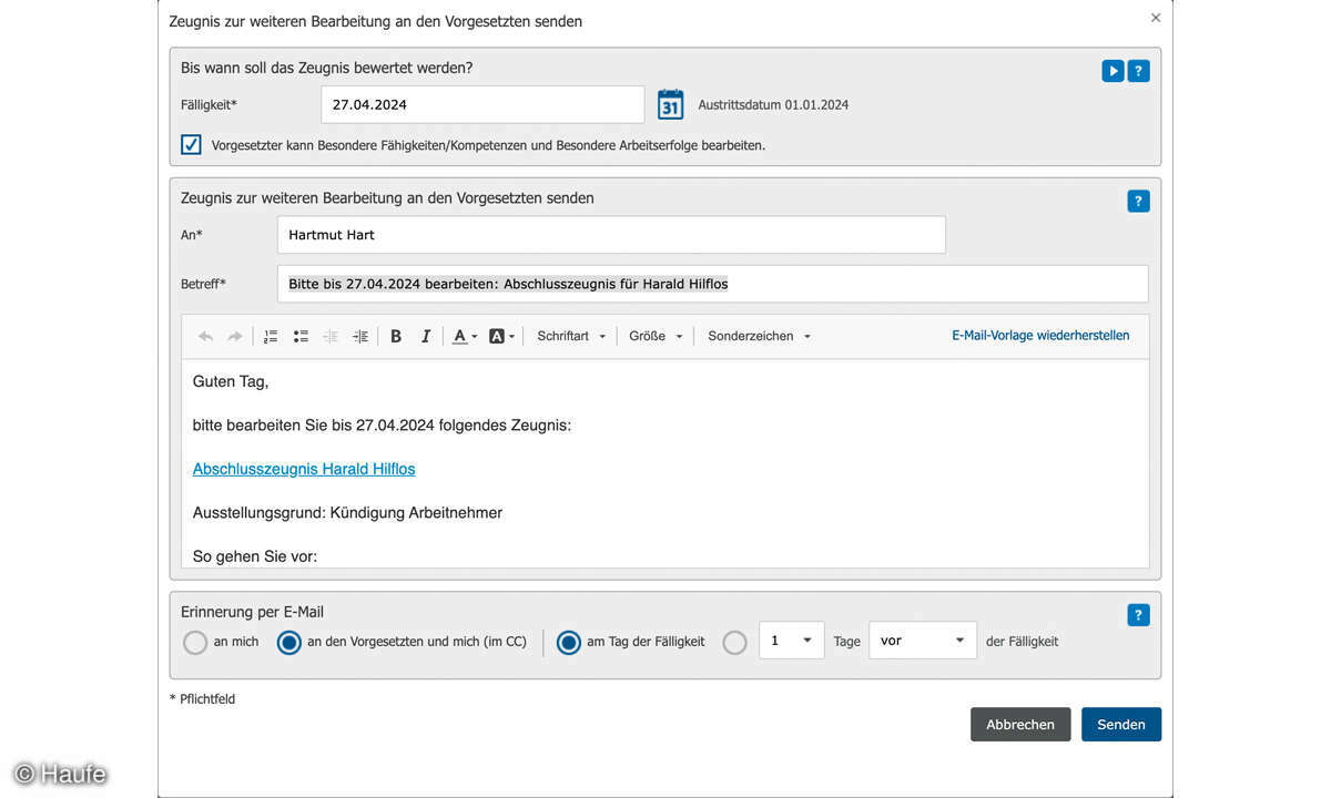 Online_Haufe-Zeugnis-Manager_Screenshot_E-Mail