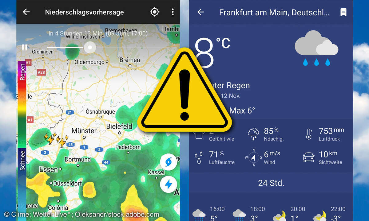 Riskante Wetter-Apps Clime und Wetter Live°