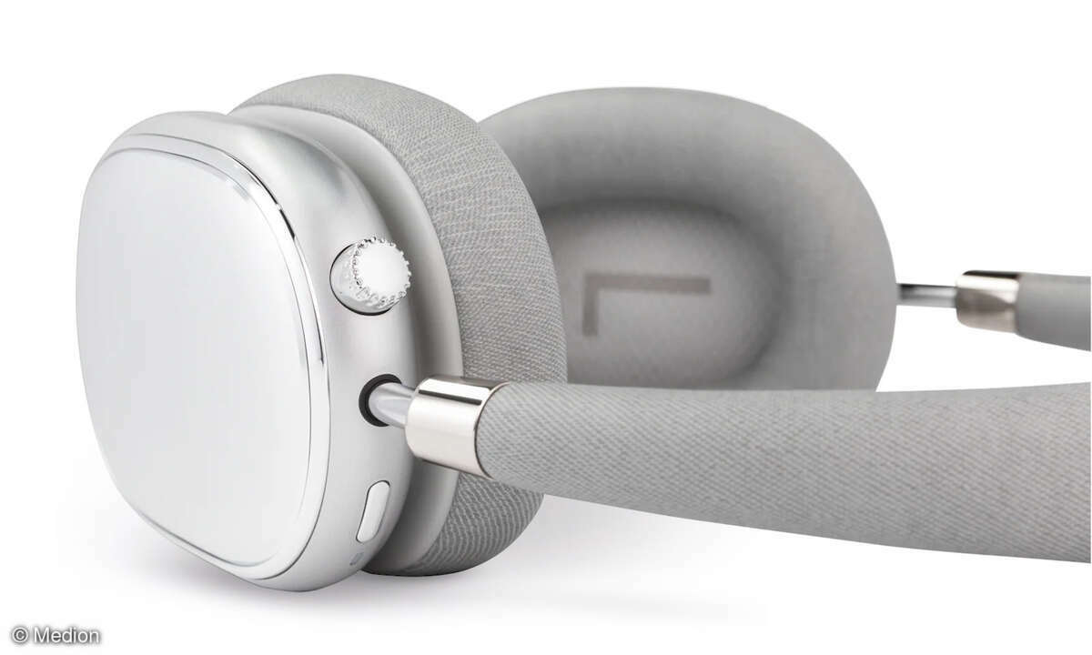Medion Life-E62474 Over-Ear ANC Kopfhörer Tasten Polster Silber