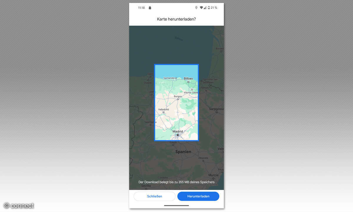 Reiseplanung am Smartphone: Google Maps Dowload Screenshot