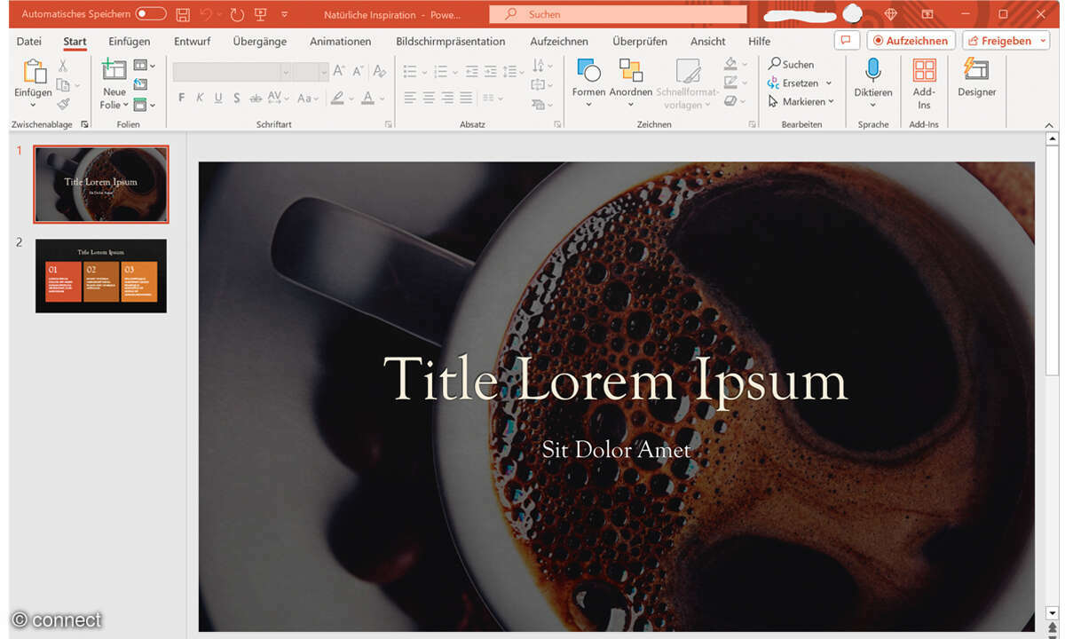 PowerPoint Präsentation mit ChatGPT erstellen: Screenshot Design