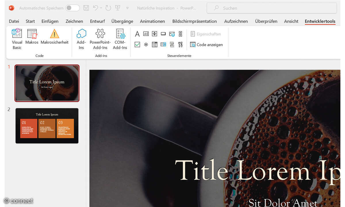 PowerPoint Präsentation mit ChatGPT erstellen: Screenshot Entwicklertools aktivieren
