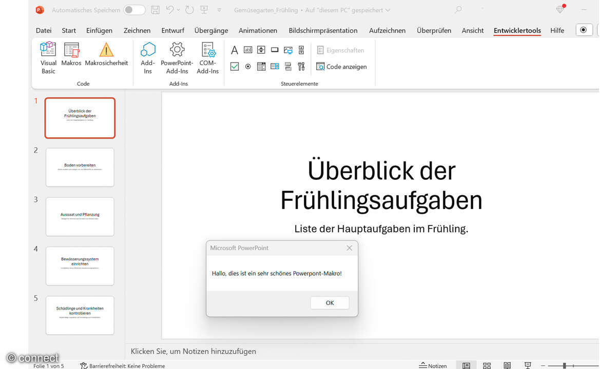 PowerPoint Präsentation mit ChatGPT erstellen: Screenshot Makro ausführen
