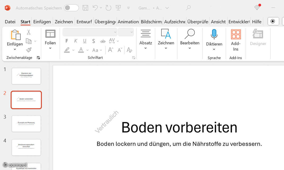 PowerPoint Präsentation mit ChatGPT erstellen: Screenshot Wasserzeichen Beispiel