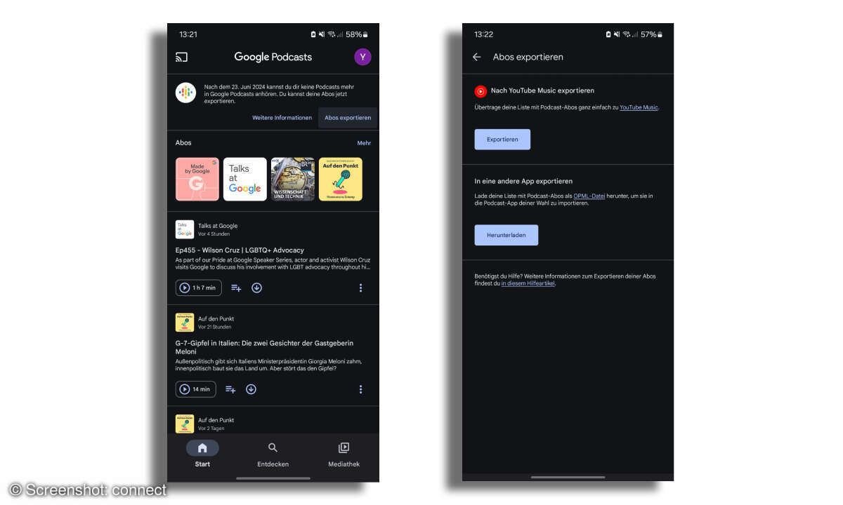Google Podcasts exportieren
