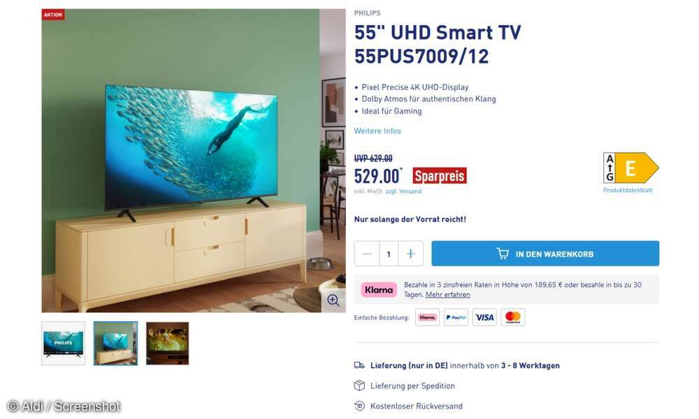 TVAngebot bei Aldi Philips 55PUS7009/12 im SchnäppchenCheck connect