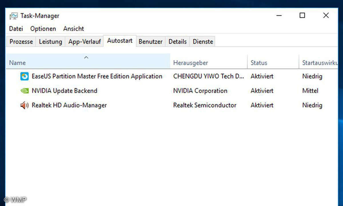 Windows 10 Task-Manager Autostart