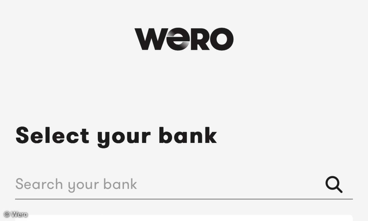 Startbildschirm bei Wero