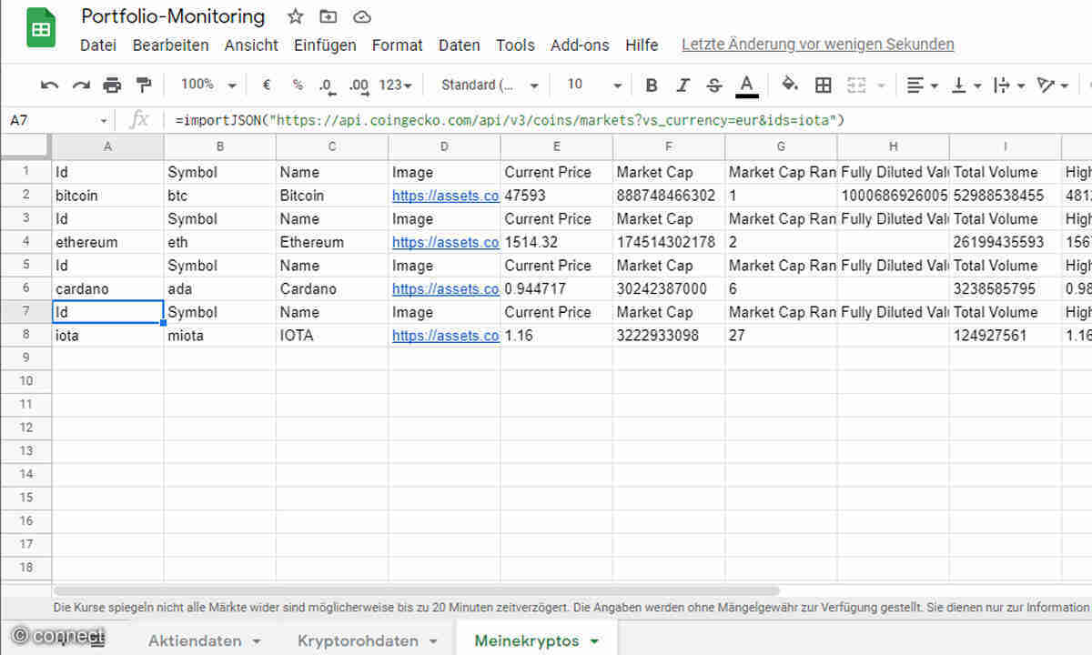 Portfolio-Tracking für Aktien und Kryptowährungen kostenlos erstellen -  connect