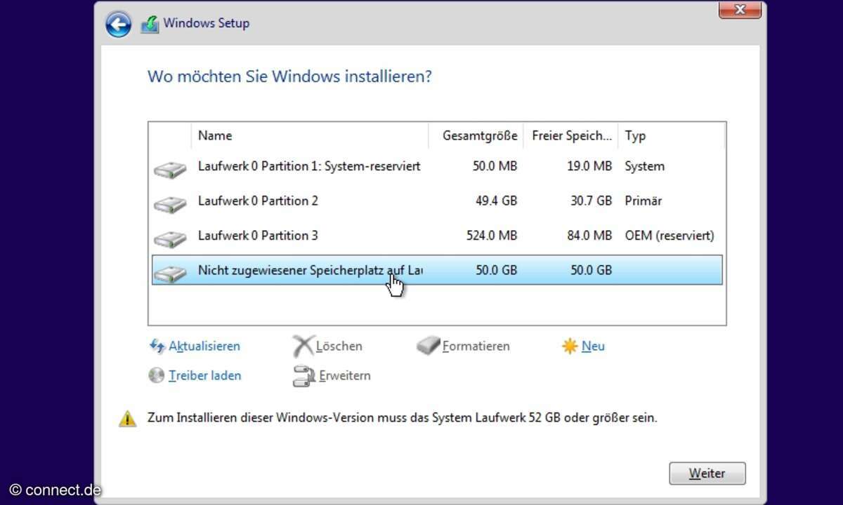 Wichtig: Wählen Sie beim Clean Install von Windows 11 den nicht zugewiesenen Speicherplatz aus!