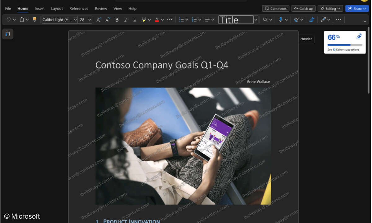 Digitale Wasserzeichen statt Vertraulichkeitsbezeichnung: Office 365 für Business bekommt bald eine neue Funktion.