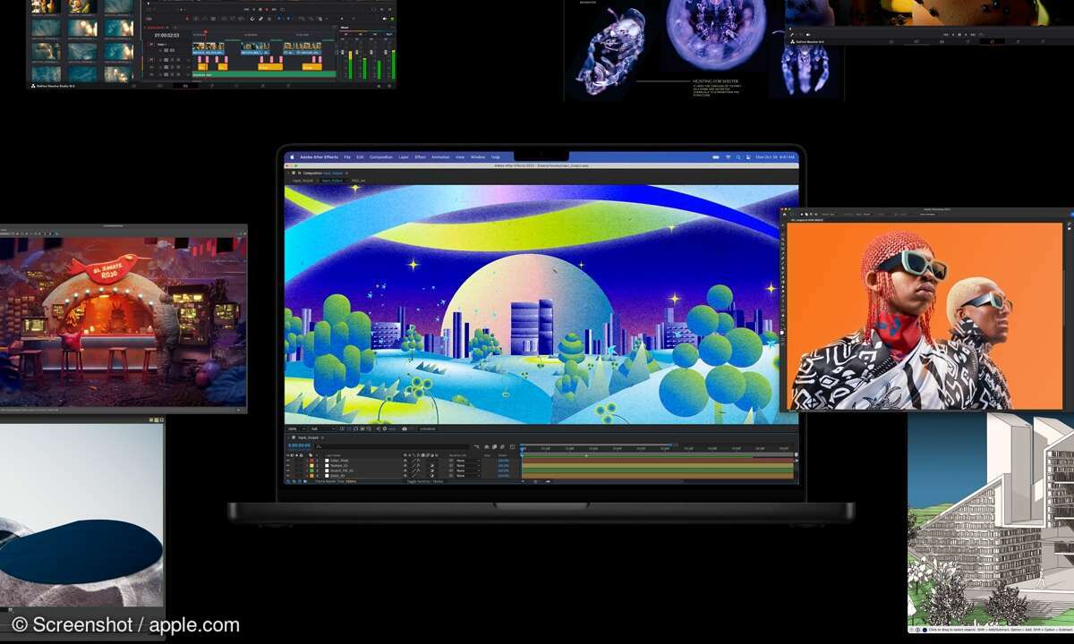 Das MacBook Pro unterstützt nun bis zu zwei externe Displays für mehr Arbeitsfläche.