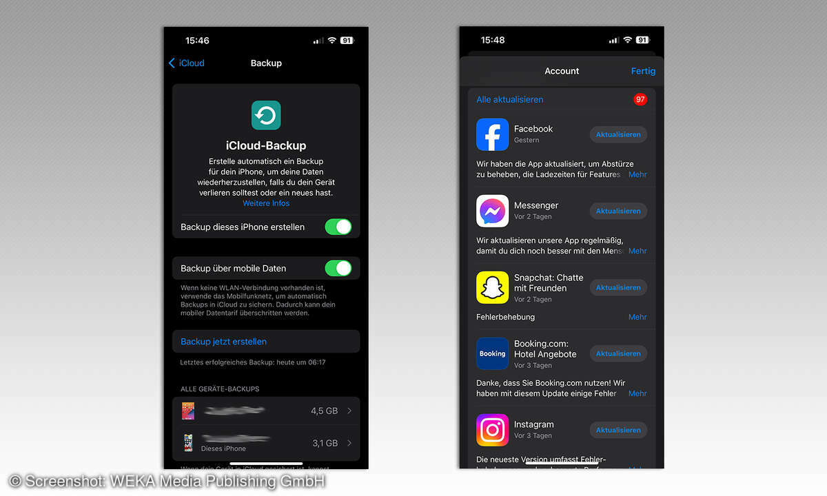 iOS Backup iCloud App Updates