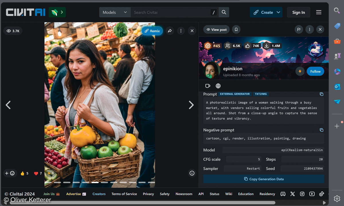 Workshop Stable Diffusion: Screenshot civitai Prompt kopieren