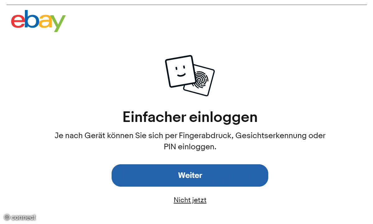 Passkeys: Screenshot ebay