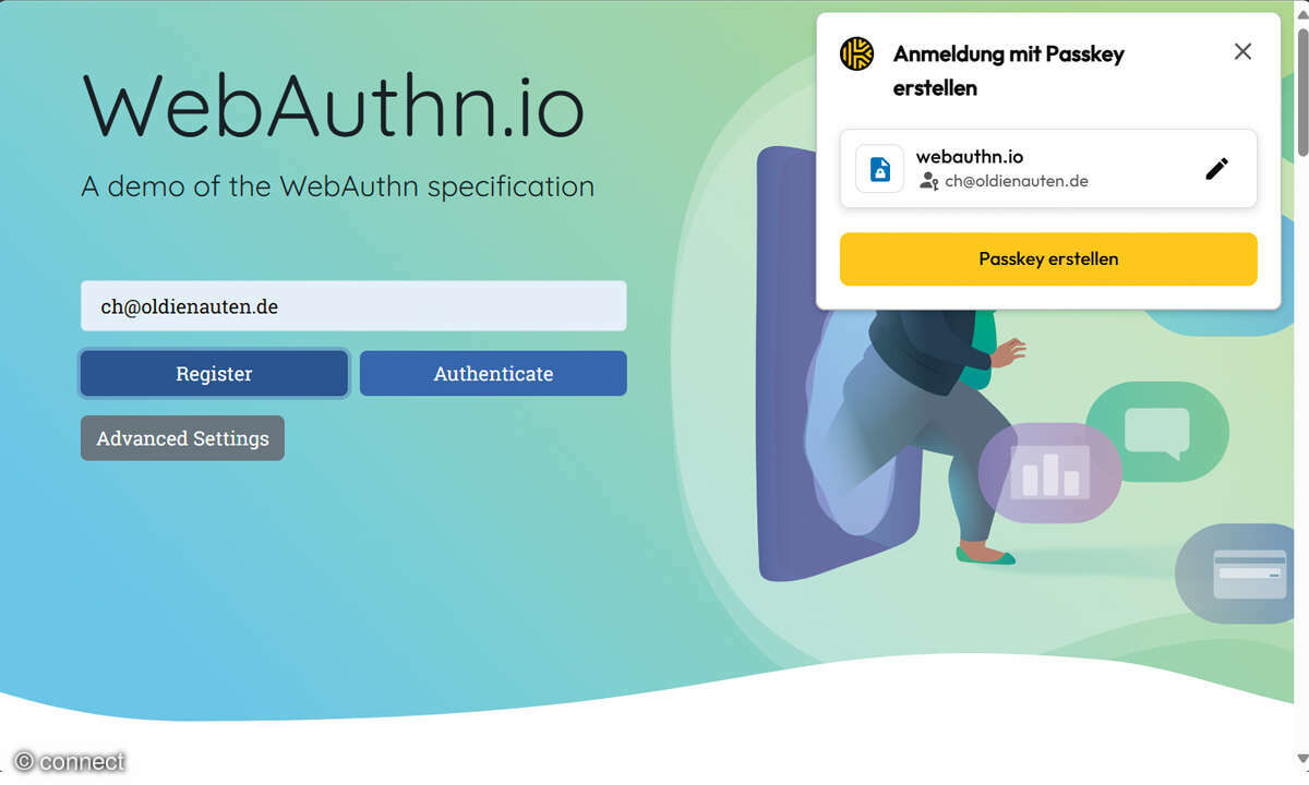 Passkeys: Screenshot webauth