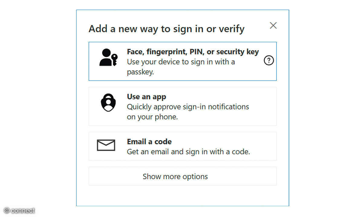 Passkeys: Screenshot Microsoft Passkey