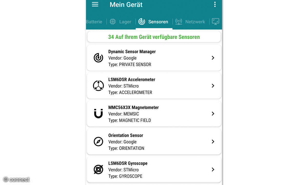 Phyphox: Physikexperimente mit Smartphones - Screenshot App Mein Gerät
