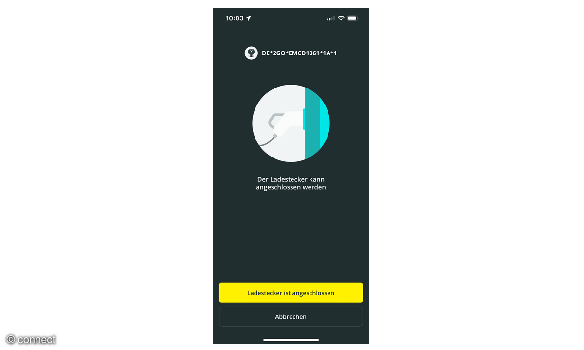 App-Screenshot: EMP EWE go Ladeanleitung