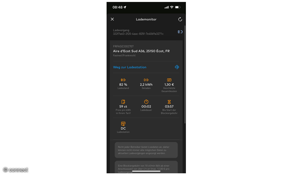 App-Screenshot: EMP EnBW Lademonitor