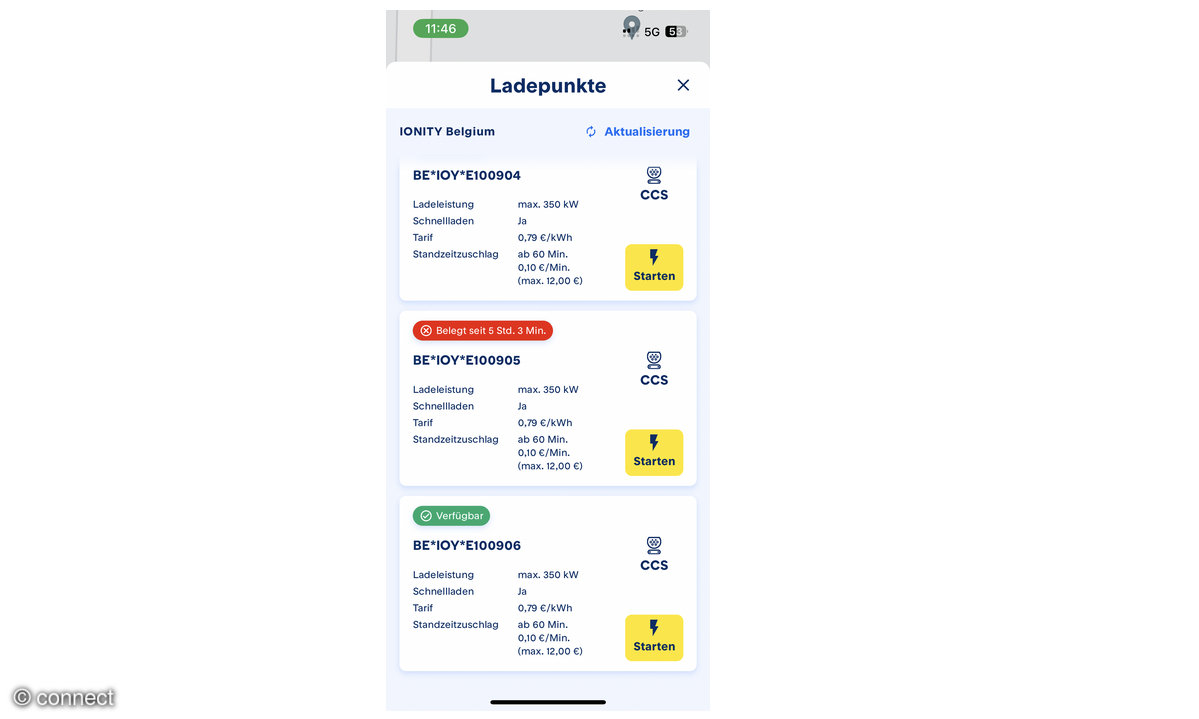 App-Screenshot: Maingau Ladepunkte