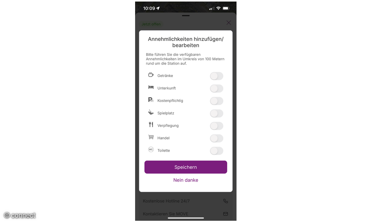 App-Screenshot: EMP Move Standort