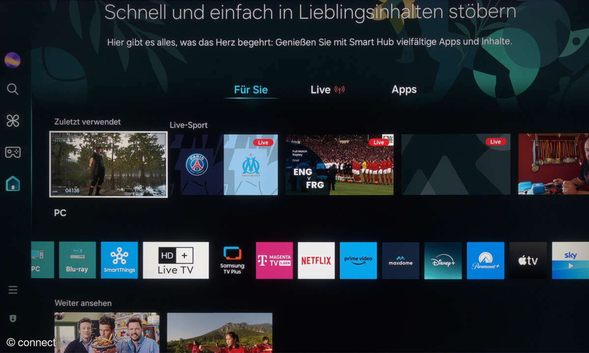 Samsung GU98DU9079U im Test: Screenshot Hauptmenü
