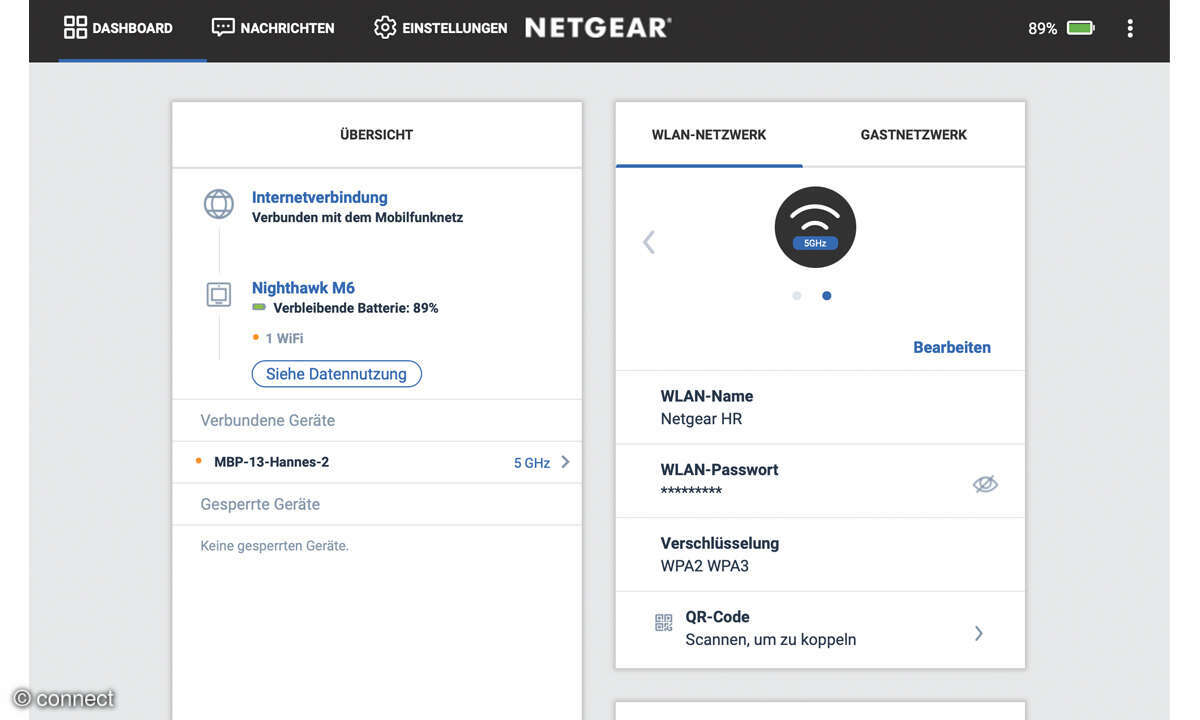 Netgear Nighthawk M6 Pro im Test: Screenshot Weboberfläche