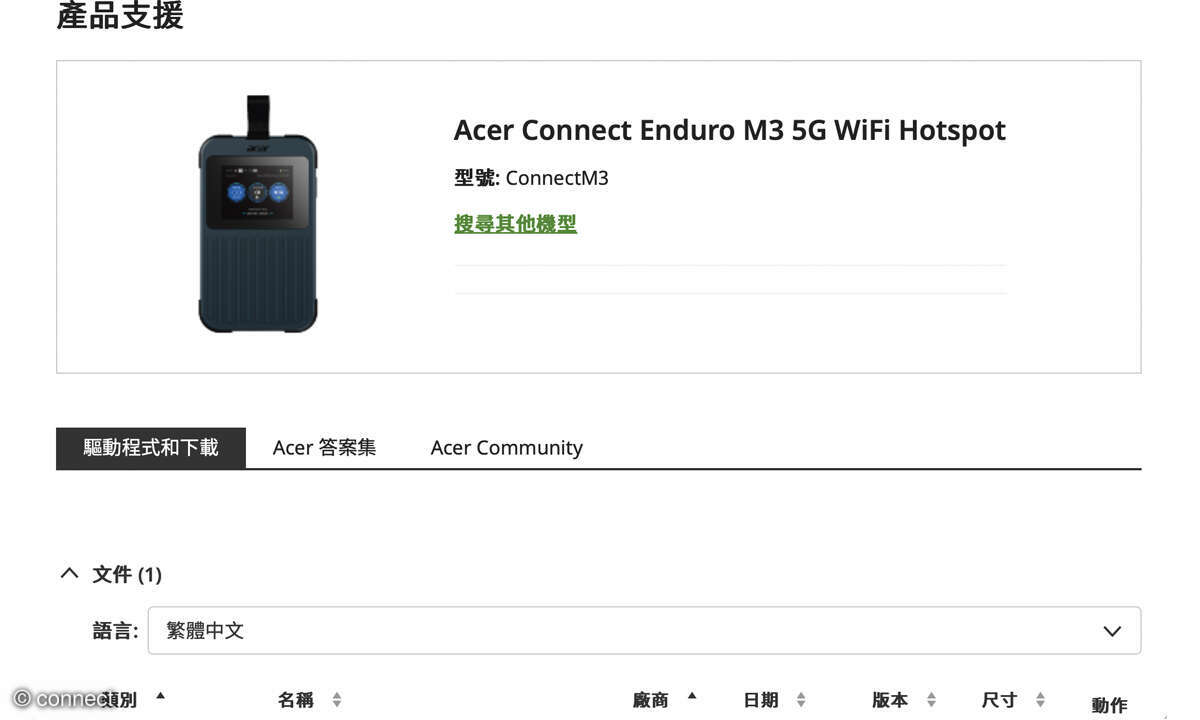 Acer Connect Enduro M3 im Test: Screenshot Web-Oberfläche