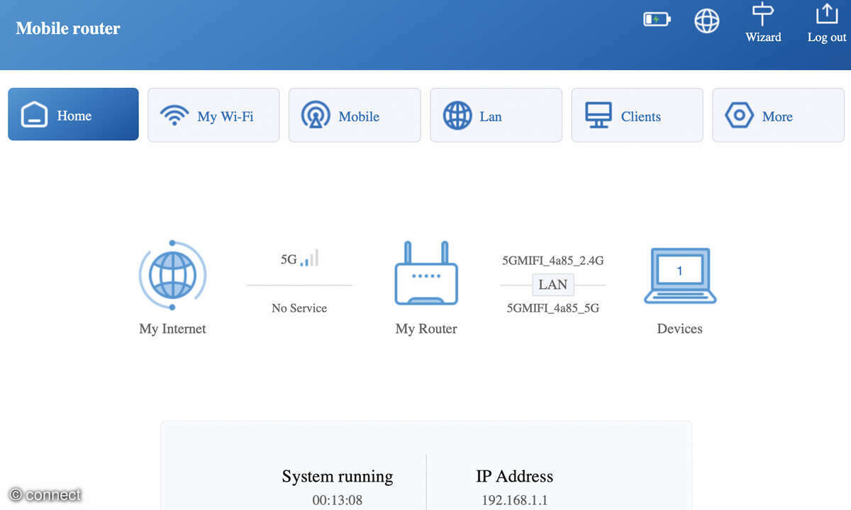 Jectse 5G-Router ebk3769e5 im Test: Screenshot Web-Oberfläche