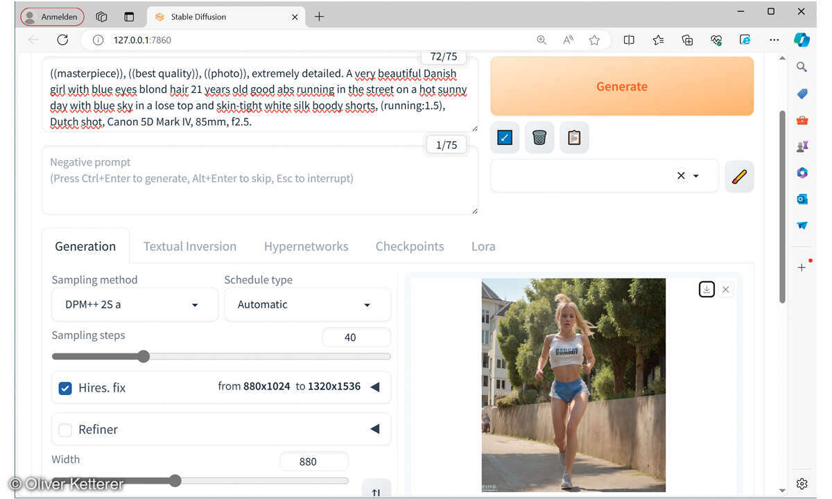 Stable Diffusion: Screenshot Bild Running Girl