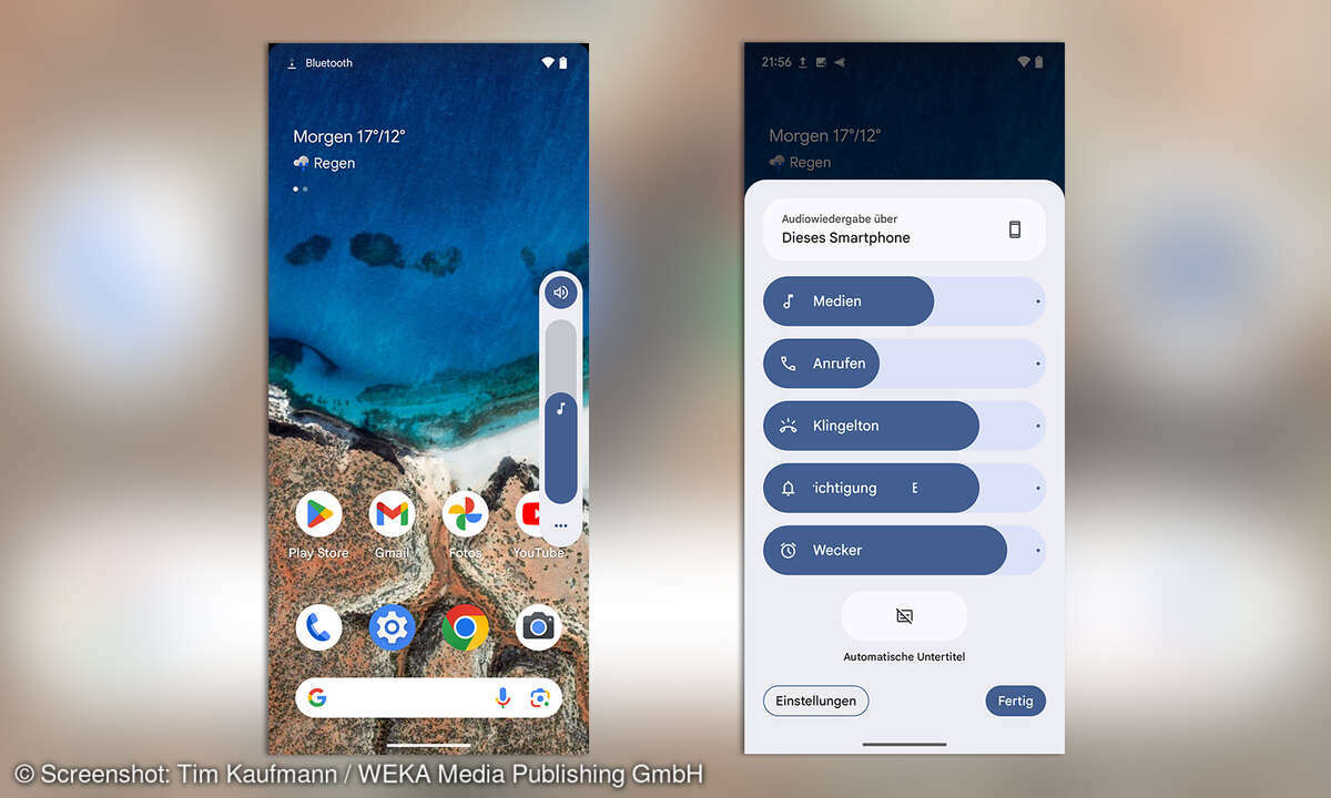 Android 15 Lautstärkeregler