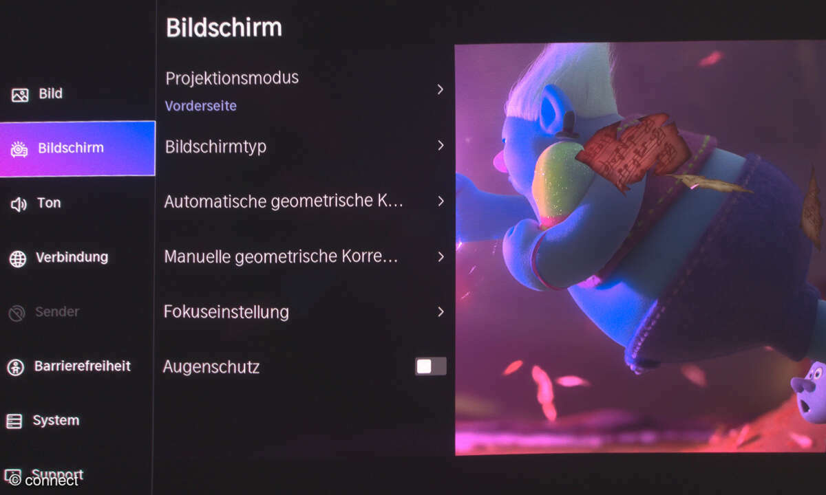 Hisense PX3-Pro im Test: Screenshot Einstellungsmenüs