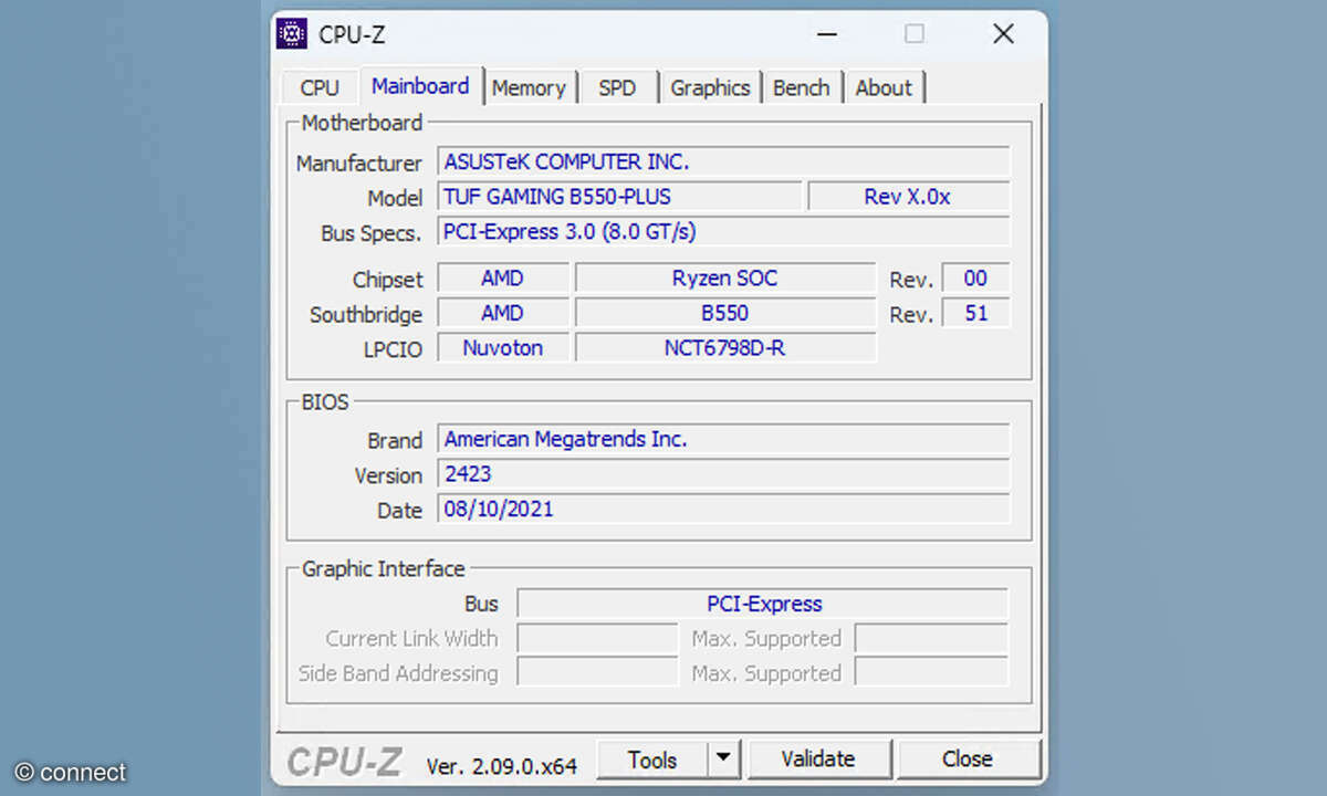 CPU-Z zeigt unter anderem an, welche Hauptplatine (
