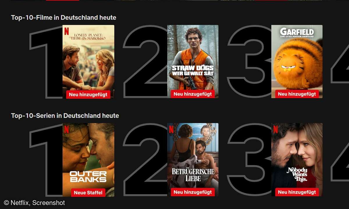Die aktuellen Charts für Netflix.