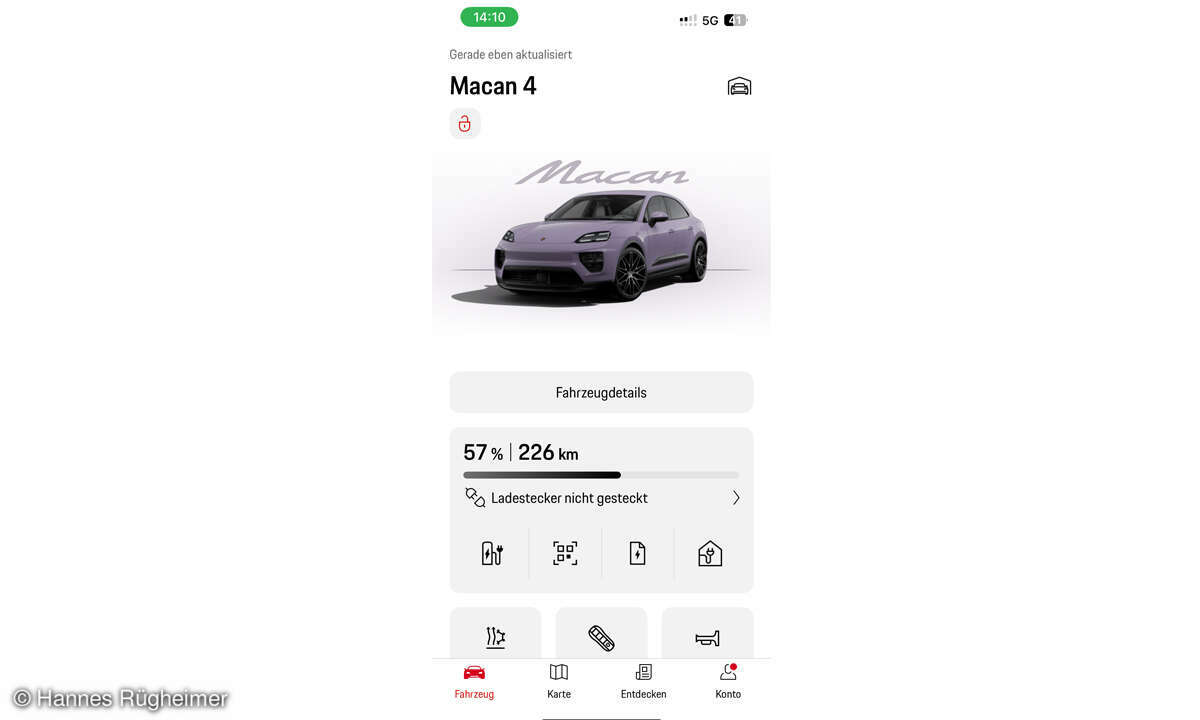 Porsche Macan 4 im Test: App Screenshot