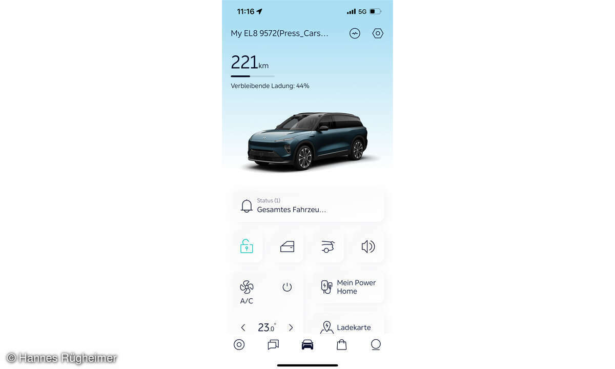 Nio EL8 im Test: Screenshot App