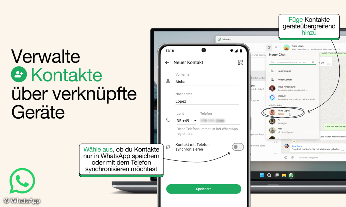 WahtsApp Vereinfachte Kontaktverwaltung