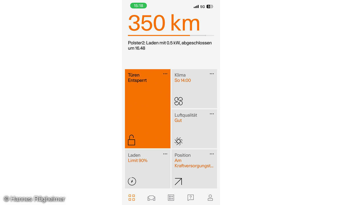 Polestar 2 im Test: Screenshot App